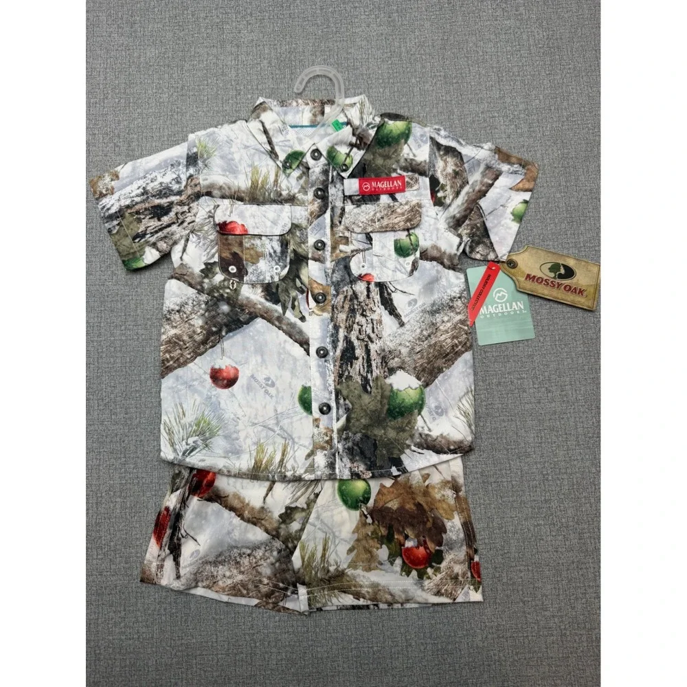 Magellan Outdoors Boys 3T Laguna Madre Holiday Snowdrift Set Shirt Shorts NWT